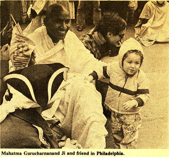 Mahatma Gurucharnanand Ji and friend in Philadelphia.