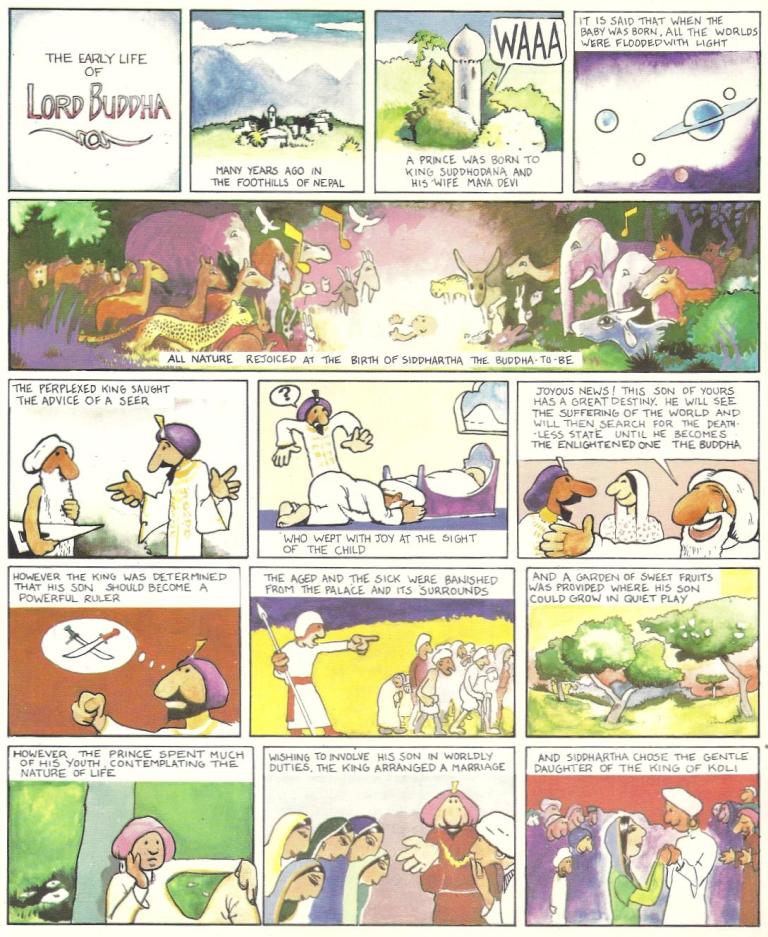 Cartoon Life Of Buddha &ndash; Divine Light magazine Guru Puja Special 1973