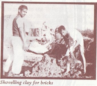 Shovelling clay for bricks