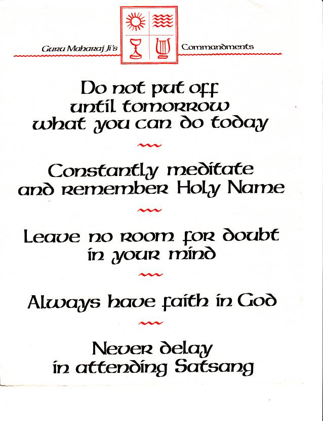Prem Rawat's Commandments