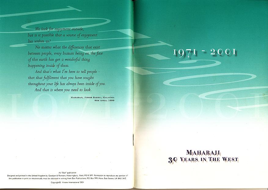 1971 - 2001: Maharaji 30 Years In the West